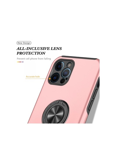 Apple İphone 12 Pro Kılıf Elit Yüzüklü Kapak - Pembe