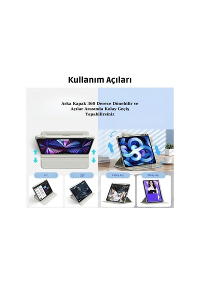 Apple Uyumlu iPad Air 13 2025 M3 Çip 360 Dönebilen Yatay Dikey Standlı Fuchsia Pino Tablet Kılıfı Kılıf