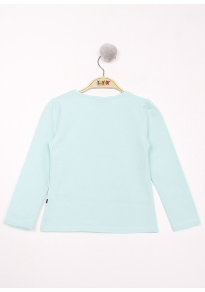 Toontoy Kids Toontoy Kız Çocuk Kedi Baskılı T-shirt Mint Yeşili