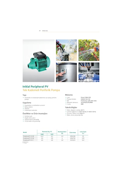 Wilo Initial Peripheral Pv 30 M Tek Kademeli Periferik Pompa