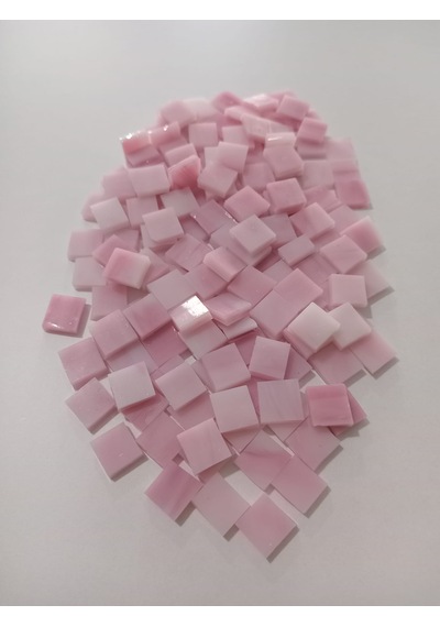 Pembe Kare Vitray Cam Mozaik Taşı - Sanatsal Mozaik İçin Yaklaşık 10 X 10 Mm