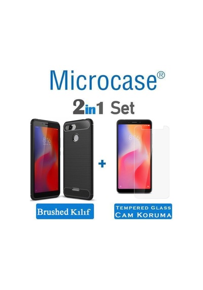 Microcase Xiaomi Redmi 6 Brushed Carbonfiber Silikontpu Kilif+Cam 277549868 - Seçenek / Cam Koruma-Cam Istiyorum