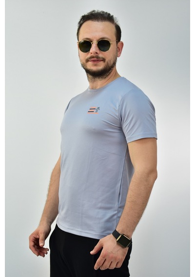 Escetic Erkek G2 Melanj Gri Slim Fit T-Shirt-3289 Açık Gri Melanj