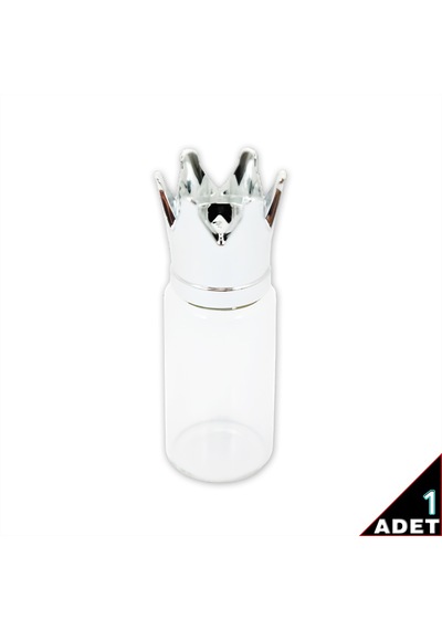 Süsle Bebek ve Parti Kral Tacı Cam Tüp Şişe Gümüş Kapaklı 6.5 x 2.2 CM Gümüş