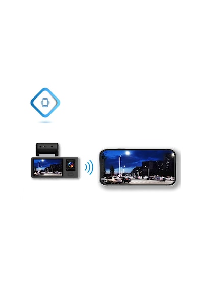 Tr Hasuba 3 Kameralı Araç İçi Kamera Seti - 1080p Full Hd Wi-fi Destekli Araç Kameralı Güvenlik Sistemi, 170 Ge