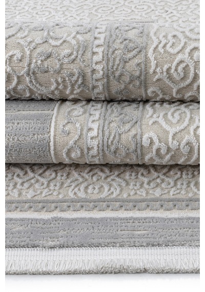 Badelya Home Krem Gri 7105 Modern Desen Doğal Taban Saçaklı Salon Koridor Mutfak Çocuk Oturma Odası Halı Yolluk 7105krem-gri