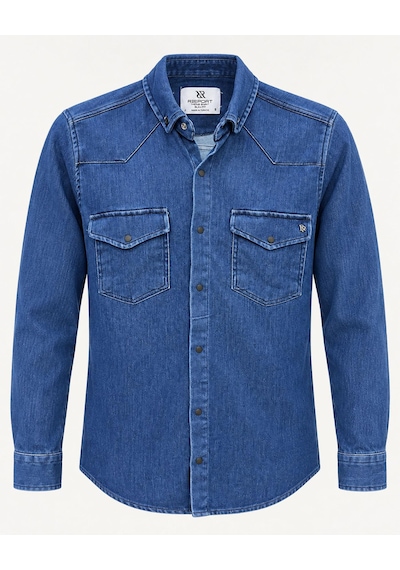 Classics Men Report Uzun Kol Slim Fit Erkek Jean Gömlek - 7783 Mavi