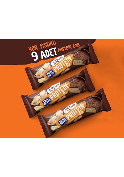 Trio Move Yer Fıstıklı Ve Sütlü Çikolatalı, %33 Protein, Protein Bar 9 x 50 G