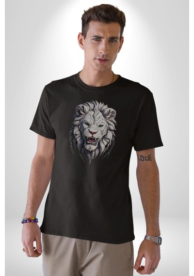 Siyah Kaplan Kükreme Unisex Unisex Siyah Organik Baskılı T-shirt Penye Yüksek Kalite Siyah