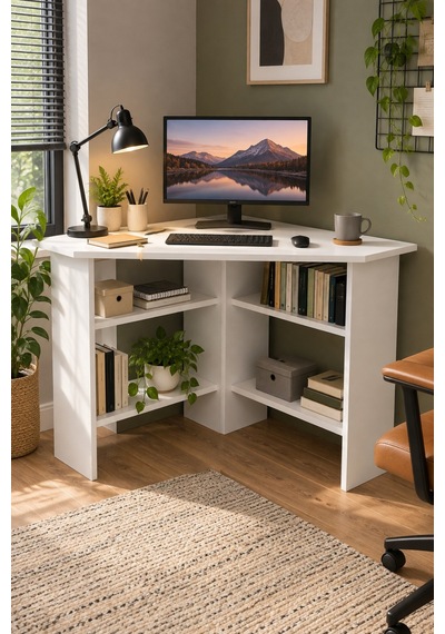 Sulorahome Köşe Çalışma Masası Beyaz