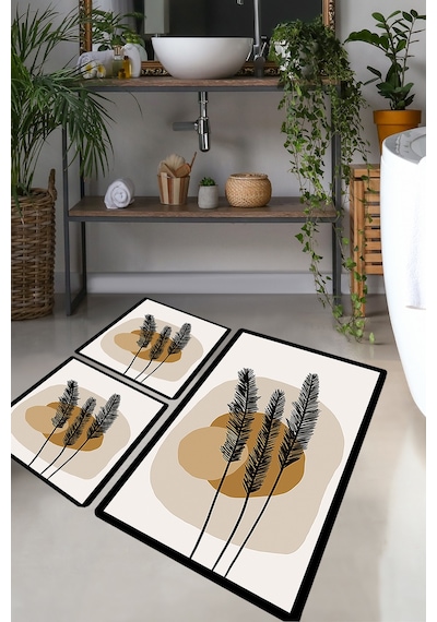 DAY SUNRISE DJT 3 LU SET Banyo Halısı Banyo Paspası Çok Renkli
