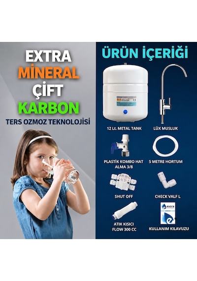 13 Aşamalı 12 Lt Kapalı Şeffaf Kasa Pompasız Su Arıtma Cihazı