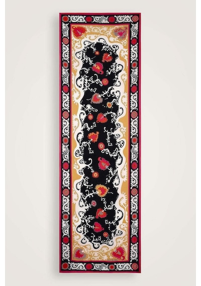 Imannoor Hayat Siyah-sarı Floş Viskon Şal 70x210 Siyah-Sarı