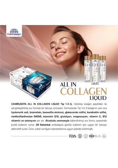Camrusepa All In Collagen Liquid Tip 1-2-3 28 Flakon Likid Kolajen