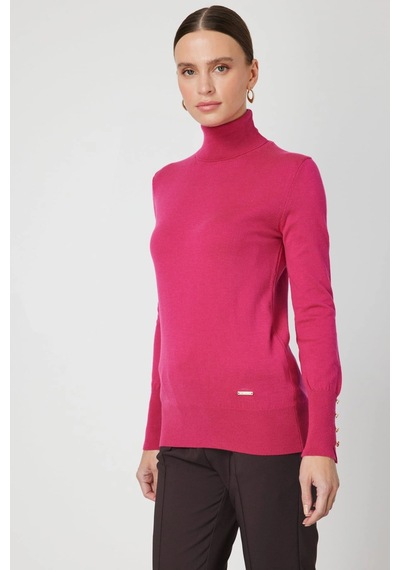 On Fashion Kadın Fuşya Boğazlı Kazak 63503 Fuşya