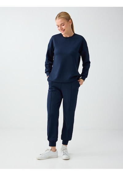 Jimmy Key Lacivert Yüksek Bel Dar Paça Cepli Jogger Pantolon 6ww188602494