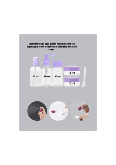 8753tknd Seyahat Banyo Seti 5 Parça Şeffaf Taşıma Çantalı 30 Ml 893hmng