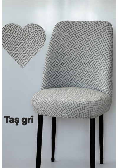 Tuğla Desen Oval Sandalye Kılıfı Likralı Esnek Yıkanabilir Lastikli Sandalye Örtüsü 1 Adet Taş Gri - 794636120 Taş Gri