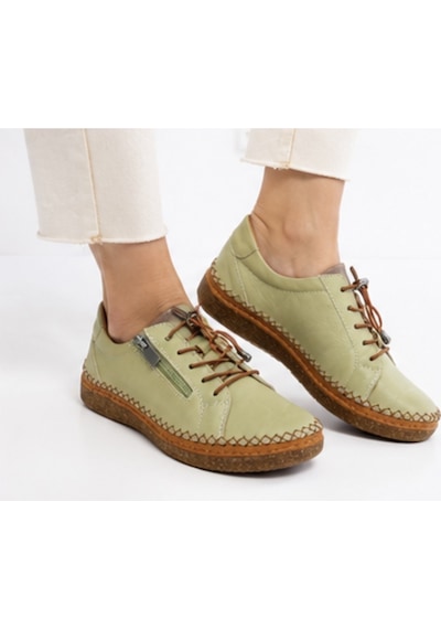 N Napa Shoe Np.8207.avakado Deri Sneaker Napa Shoe Kadın Hakiki Deri Günlük Comfort Ayakkabı Avokado Yeşili