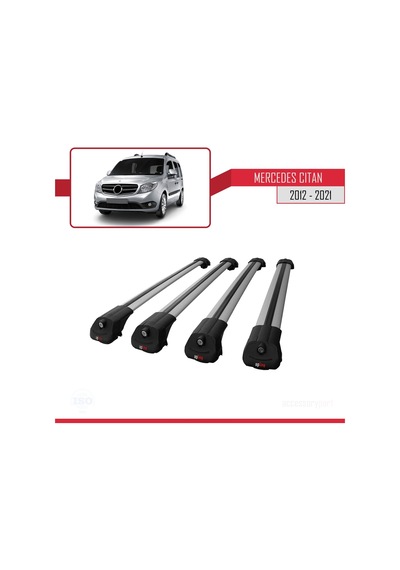 Mercedes Citan 2012-2021 W415 Arası İle Uyumlu Ace-1 Ara Atkı Tavan Barı Gri 4 Adet Bar