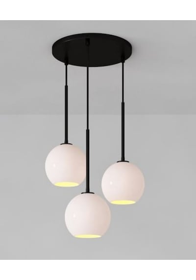 Mylights  Modern Spor Opal Camli Üçlü Avize  Salon Avize Soft Işi