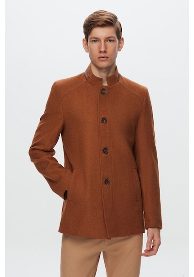 D's Damat Ds Damat Regular Fit Camel Dik Yaka Kaşe Kaban 1HCK78ORT5033 Camel
