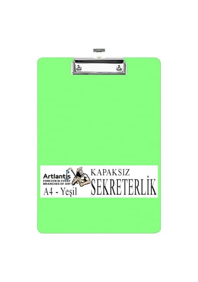 Sekreterlik Kapaksız A4 1 Adet Renkli A4 Kapaksız Sekreterlik Klipsli Metal Mekanizmalı 80 Yaprak Kapasiteli Yeşil