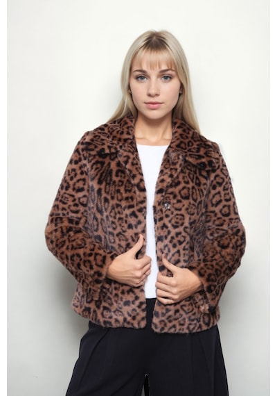 Vitrin Leopar Desen Yumoş Çıtçıtlı Ceket