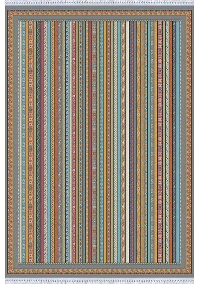 Çok Renkli Yöresel Dokuma Pamuk Taban Kaymaz Kilim Klm163n11