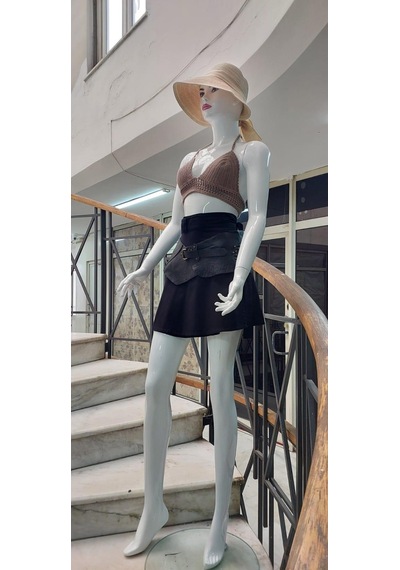 Eren Style Boho Antik Tokalı Doğal Taş Detaylı Hakiki Deri Kemer 84 Cm-98 Cm Siyah