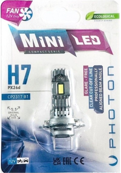 Megamarket06 H7 Mini Fanlı Led Oto Ampul 2'li Set