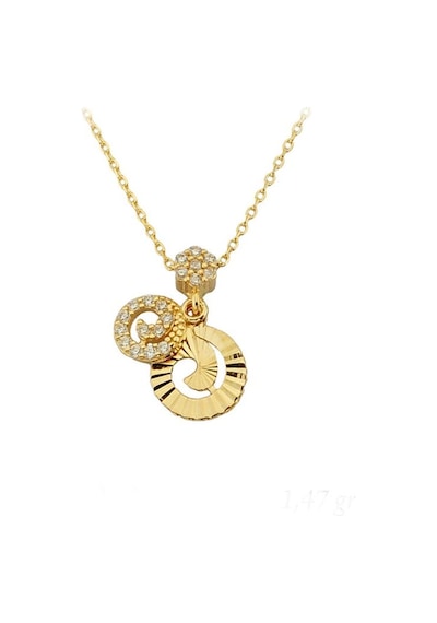 Altın Taşlı Spiral Kolye G10012