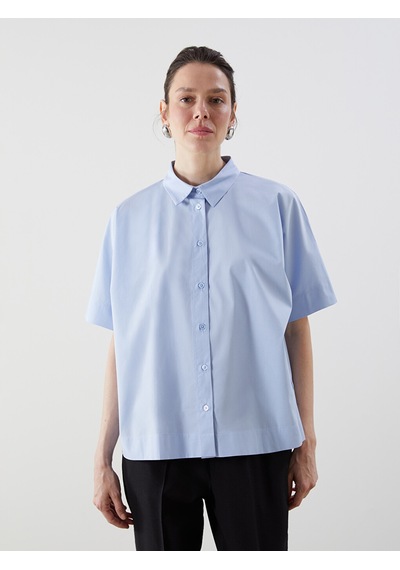Lcw Comfort Mavi Oversize Poplin Kadın Gömlek