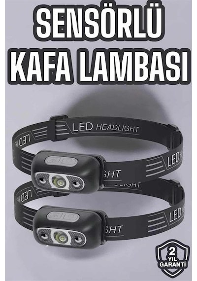Mey İthalat Kafa Lambası Kamp Lambası Led Işık Şarjlı Ayarlanabilir Siyah