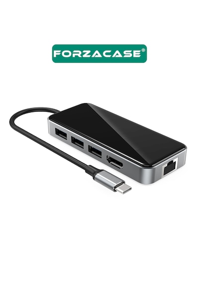Forzacase Type-c To Hdmı 5 Usb 3.0 Rj45 Usb-c 60w Tf Ve Sd Dönüştürücü 10in1 Hub - Fc1153