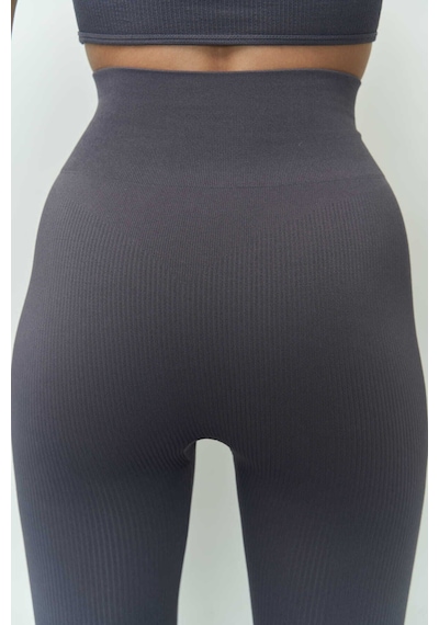 Mai Collection Mai Studios Co. Jade Antrasit Dikişsiz Fitilli Tayt Antrasit