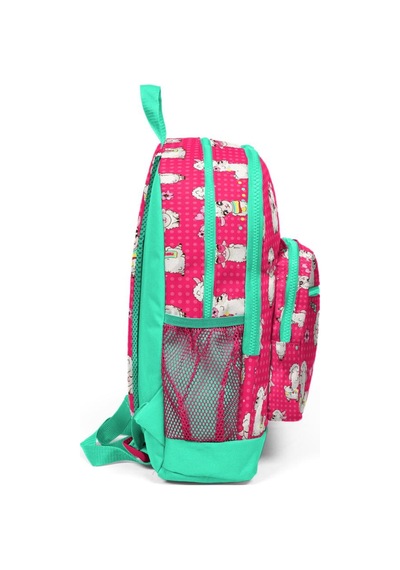 Coral High Kids Neon Mercan Su Yeşili Alpaka Desenli Dört Bölmeli USB'li Okul Sırt Çantası 23268