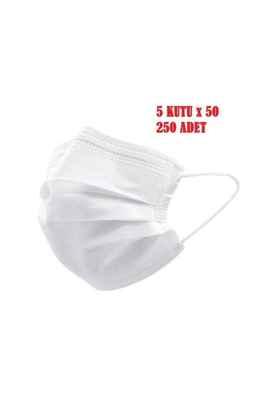 3 Katlı Telli Cerrahi Maske 250 Adet Beyaz