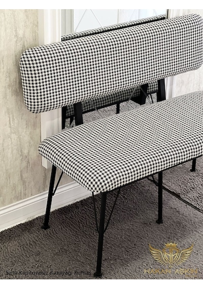 By Hakan Aşkın Metal Ayaklı Metal Alt Kasalı Kazayağı New Sırtlı Bench Bank Kazayağı Dokuma Kumaşş