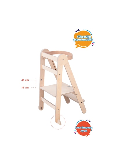 Missidea Vista Katlanır Öğrenme Kulesi Natural Ahşap