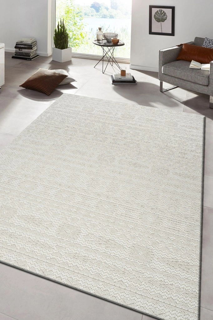 Modern Tasarımlı Jüt Dokuma Loop Sisal Krem Renk Halı Krem