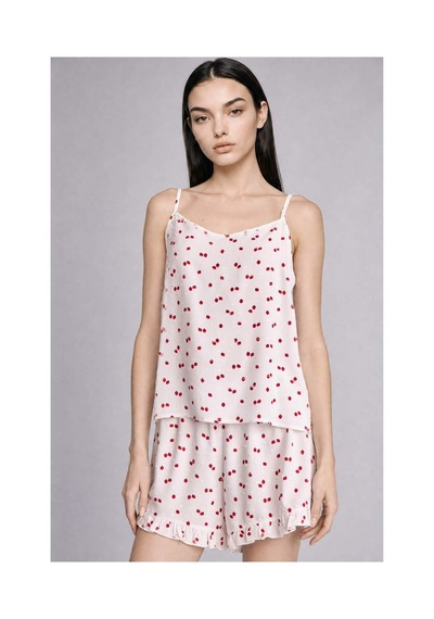 Defacto Regular Fıt Askılı 2li Vual Ecru Şortlu Pijama Takımı H7284ax26hser98 Ekru-er98