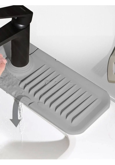 Elastik Mutfak Banyo Musluk Matı Düzenleyici Kaydırmaz Taban Organizer Lavabo Kenar Matı Renkli