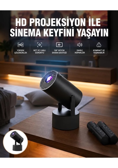 Northcity Akıllı Projeksiyon Cihazı Karaoke Mikrofonlu 1080p Android Yeni Nesil