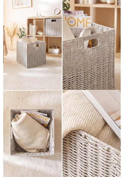 Yıkanabilir Gri Pp Rattan Sepet 33 X 33 X 33 Cm
