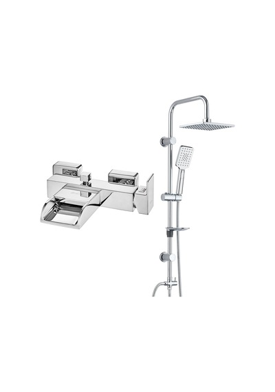 E.c.a. Natura Banyo Bataryası+t-may Banyo Belen Dikdörtgen Tepe Duş Takımı Seti - Krom - Paslanmaz
