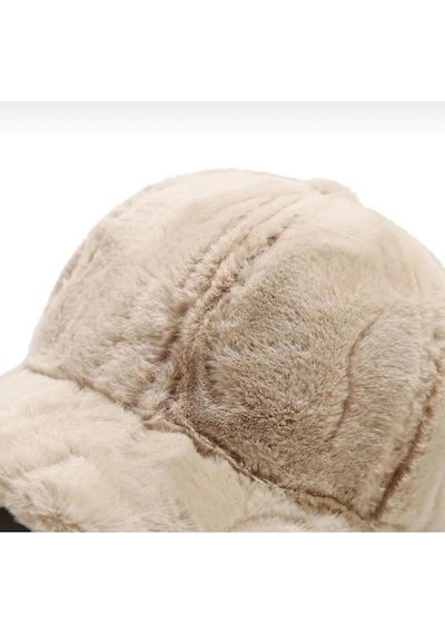 Kadın Kışlık Soft Peluş Kep Şapka Bej