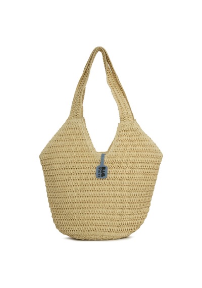 Bagmori Oval Kova Hasır Tote Çanta Krem
