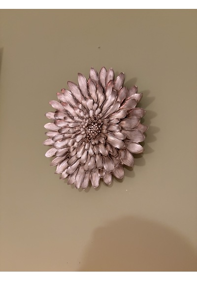 Dekoratif Çiçek Tabak / Duvar Süsü Eskitme Gümüş / Şampanya 28 Cm