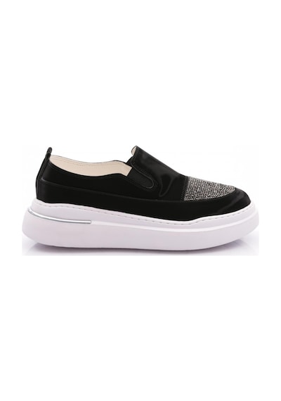 Dgn 053 Kadin Önü Taşli Sneaker Ayakkabi Siyah Metalik